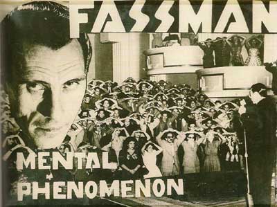 Anuncio publicitario de una representaci&oacute;n teatral de hipnosis e ilusionismo, a mediados de los a�os cuarenta.