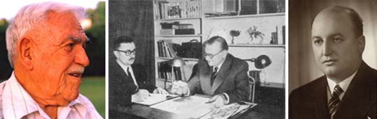 El m&eacute;dico argentino Orlando Canavesio destac&oacute; la presentaci&oacute;n de m&eacute;diums y ps&iacute;quicos en su Curso Anual de Parapsicolog&iacute;a en el Instituto Argentino de Parapsicolog&iacute;a. De izq. a der., el radiestesista cordob&eacute;s Valent&iacute;n A. King (a los 80 a�os), Federico Poletti (diagnosticando con el auxilio de un p&eacute;ndulo, junto al Dr. J. Ricardo Musso en 1954), y el clarividente Enrique Marchesini, quien tambi&eacute;n diagnosticaba a distancia con el auxilio de la ropa de un enfermo.